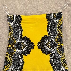 Cache Yellow and Black PaisleyTube Top